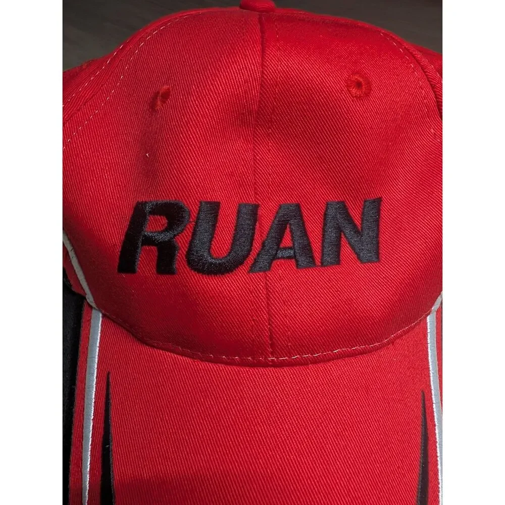 K Products RUAN Red Black White Racing Style Baseball Cap 100% Cotton